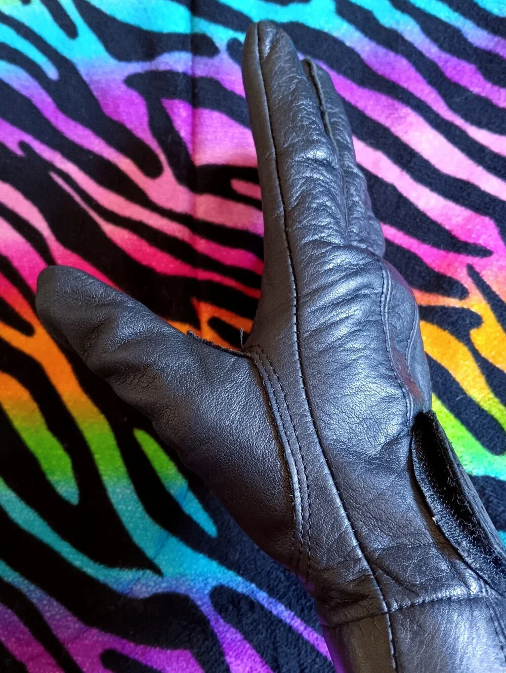 🖤🧡 Harley Davidson Women's Full Grain Leather Riding Gloves Size L Black Gel